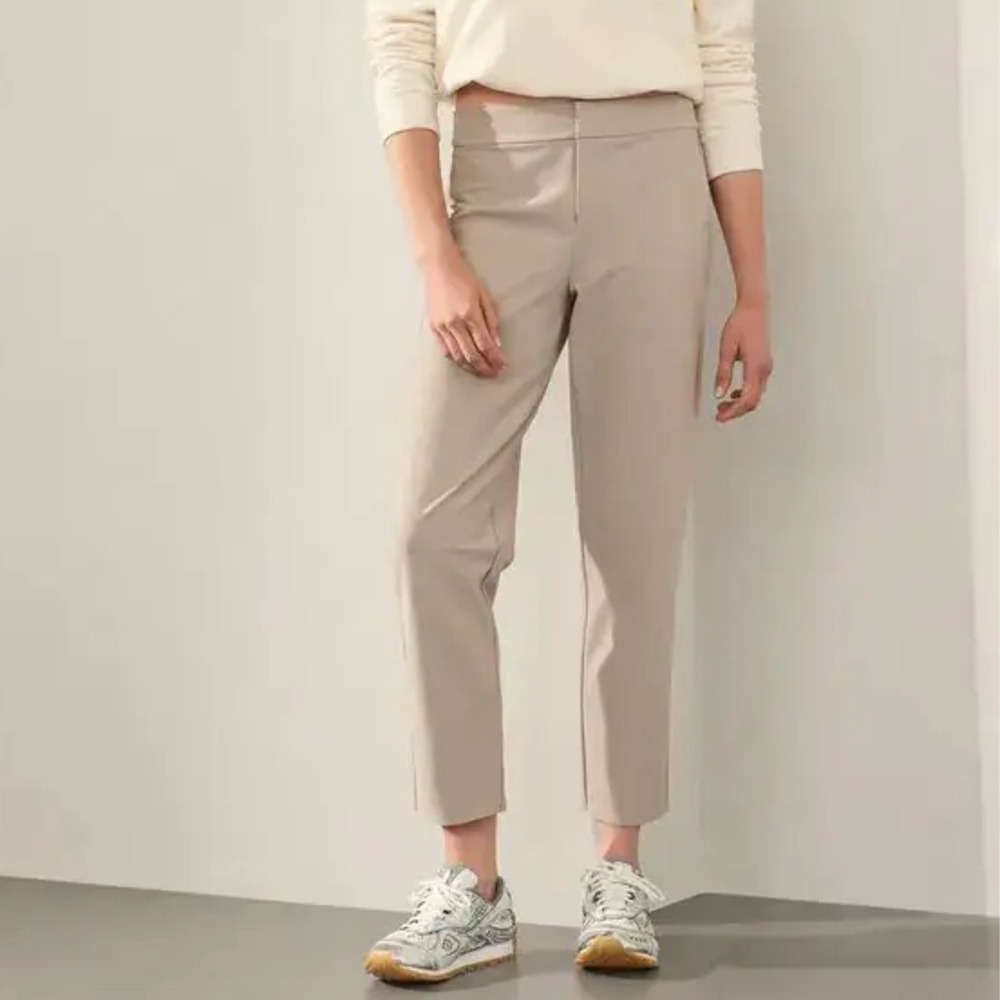 Athleta Stellar Trouser Pants Womens 14 HR Beige Straight Leg Casual Commute